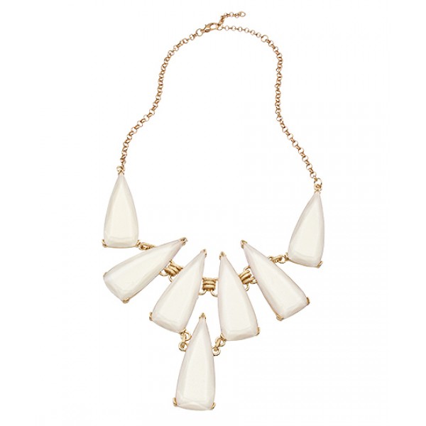 Ivory Star Burst Opalline Geometric Bib Necklace